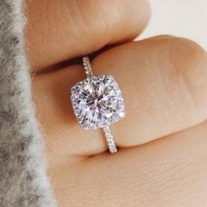💯 NEW ENGAGEMENT 925 STERLING SILVER DIAMOND RING
